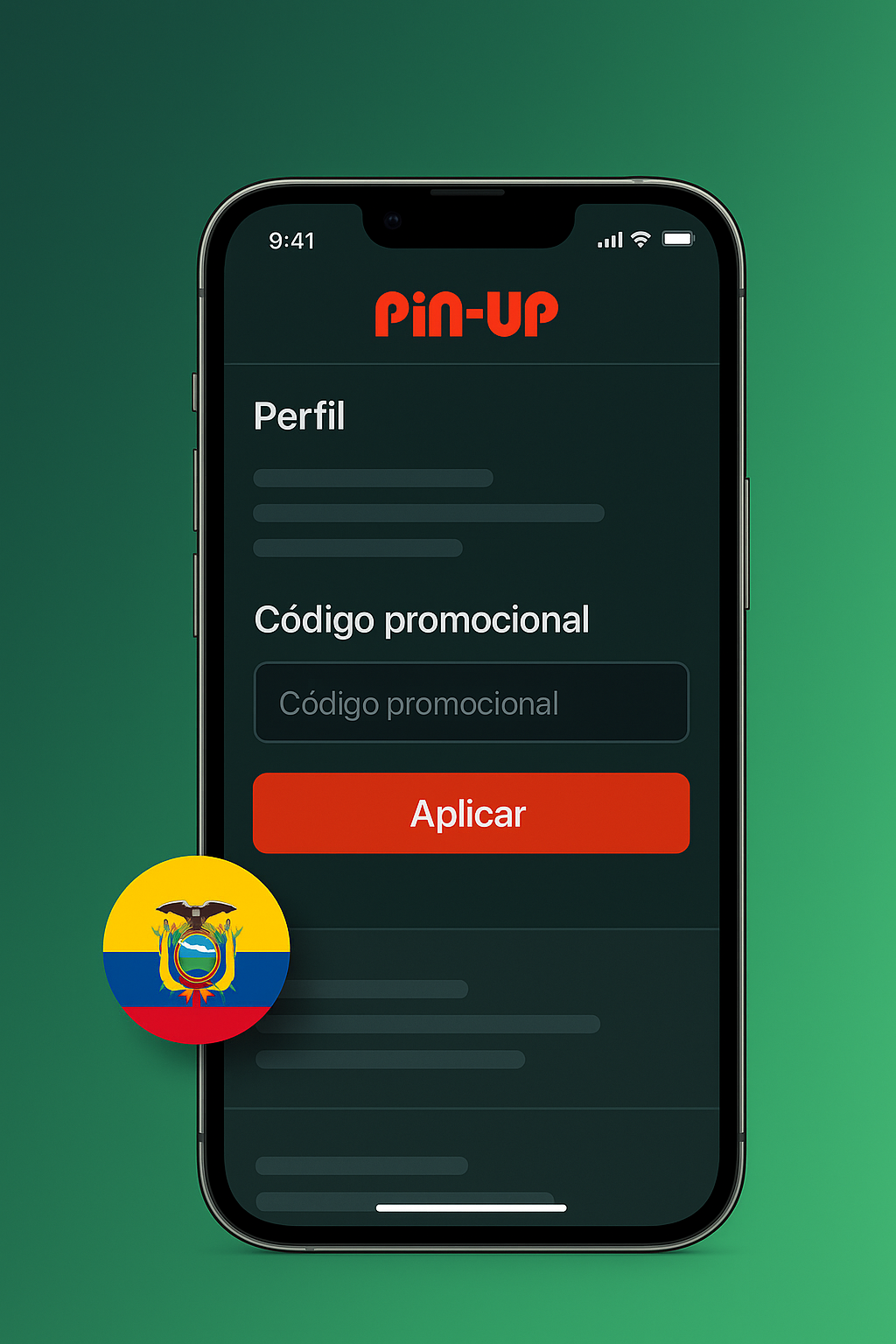 Dónde introducir un código promocional en el perfil